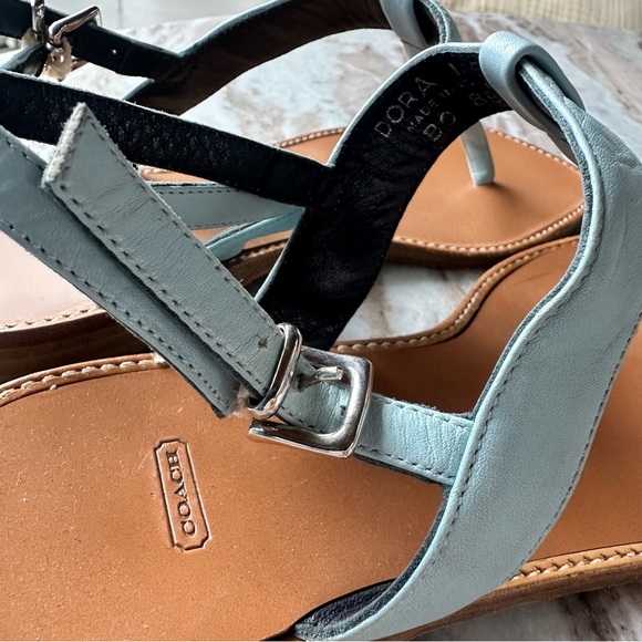 Powder Blue Coach sandals. - Picture 5 of 13
